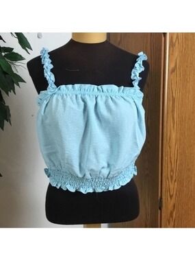 Lily Rose by Kohl’s Aqua Polka Dot Ruffle Smocked Tank Top XL